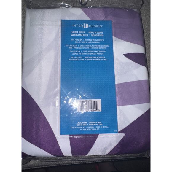 NIP interDesign Purple Leaves Shower Curtain 72" x 72" New - Picture 5 of 5